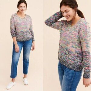 Easel Rainbow Pompom Sweater Sz S/M